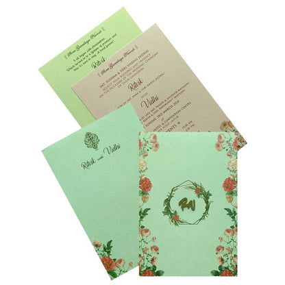Celebrate in style with customized Soft Green Floral Invitation Card Order now! ?WhatsApp Support ?Express Delivery.