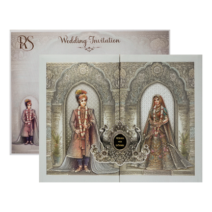 Silver Bride Groom Padded Wedding Card-KSI64150