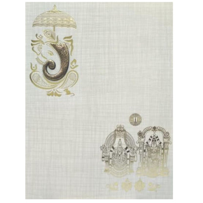Grey Jumbo Metallic Balaji And Padmavathi Wedding Card-KNK50200
