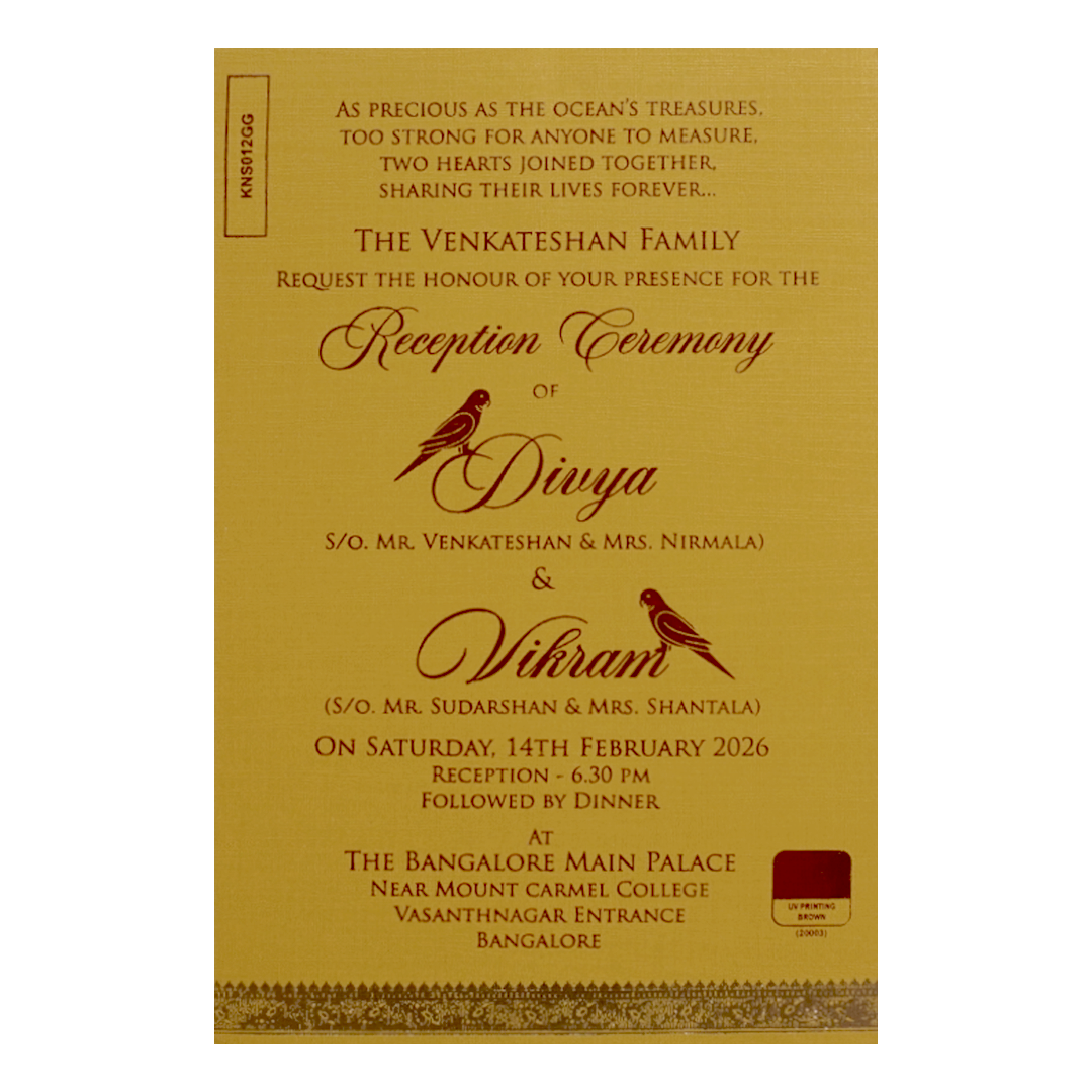 Cream single sheet with gold envelope invitation card-KNS012GG