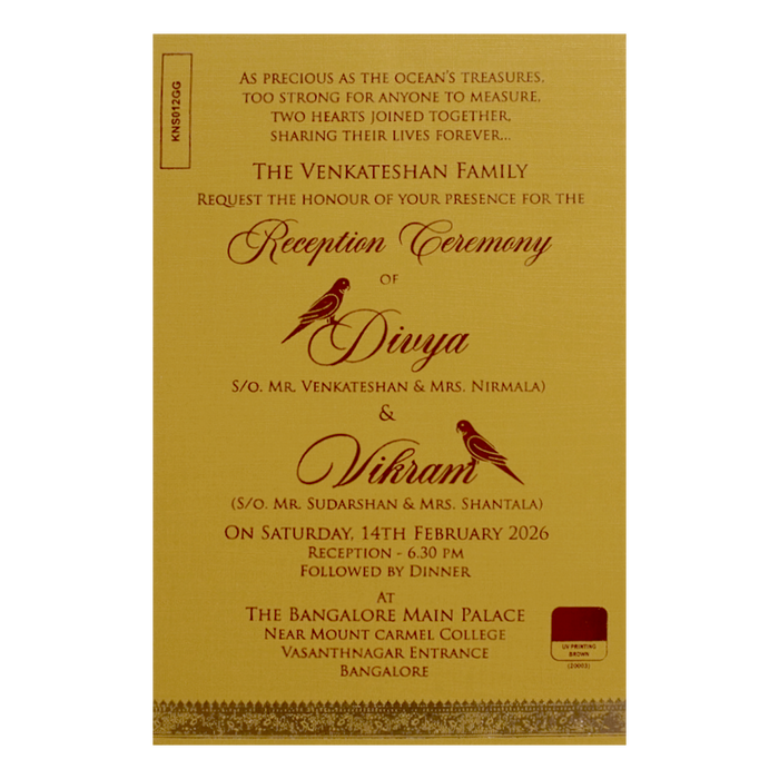 Cream single sheet with gold envelope invitation card-King of Cards