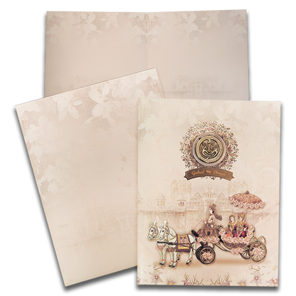 Check Out Pink Royal Horse Carriage Wedding Card at best price. ✅WhatsApp Support ✅Express Delivery. | King of Cards