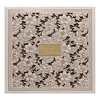 Beige Floral Laser Cut Invitation-King of Cards