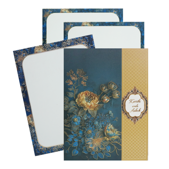 Blue Floral Door Wedding Card Design-KAC05180