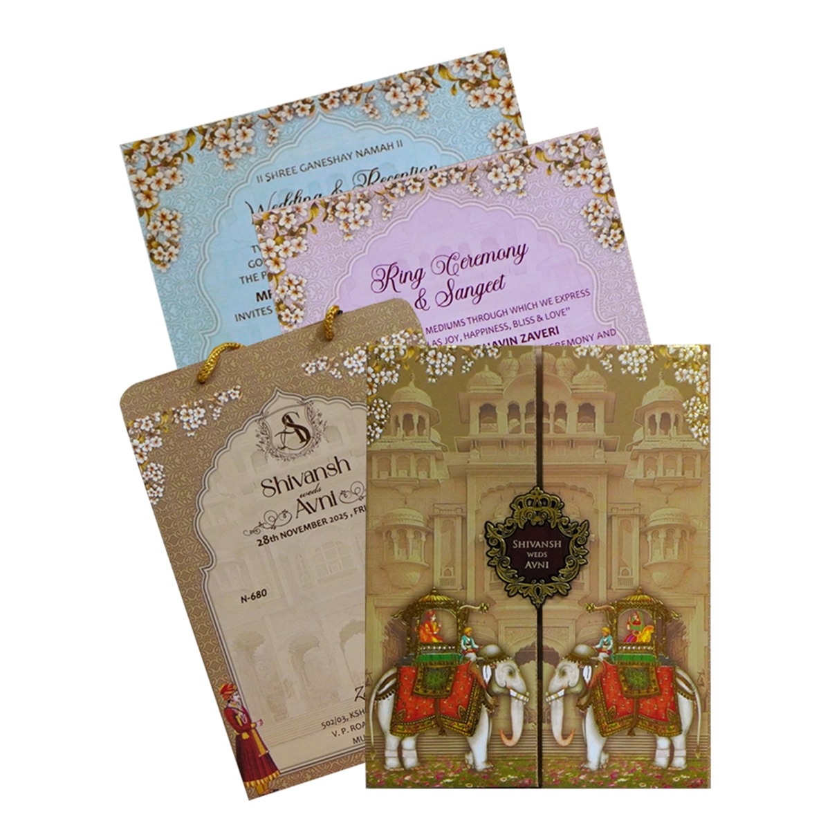 Pale Beige Brown Wedding card-KVN06800
