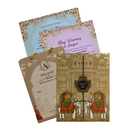 Make your event special with our exclusive Pale Beige Brown Wedding card Order now! ?WhatsApp Support ?Express Delivery.