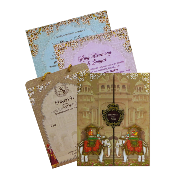 Pale Beige Brown Wedding card-King of Cards