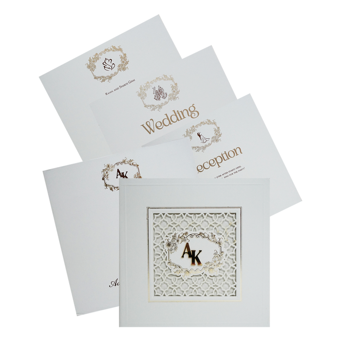 Ivory Laser Cut Padded Wedding Card-King of Cards