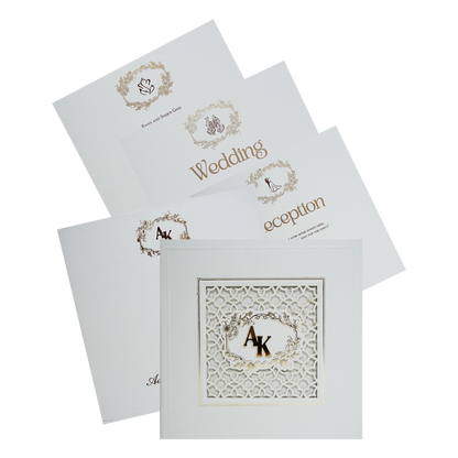 Ivory Laser Cut Padded Wedding Card-King of Cards