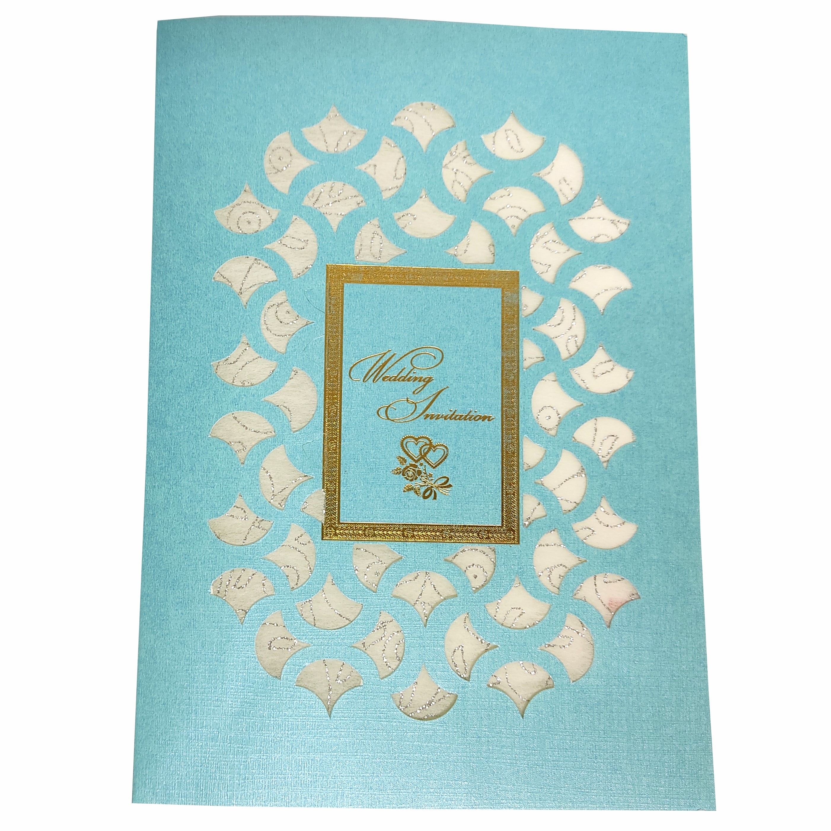 Light Blue Die Cut Floral Invitation Card-KNCW17BI