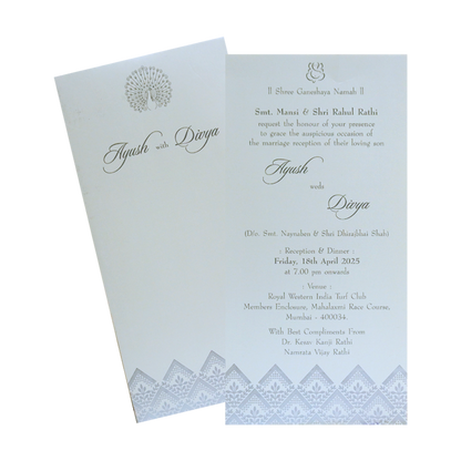 White Single Sheet Wedding Card-KRCS7122