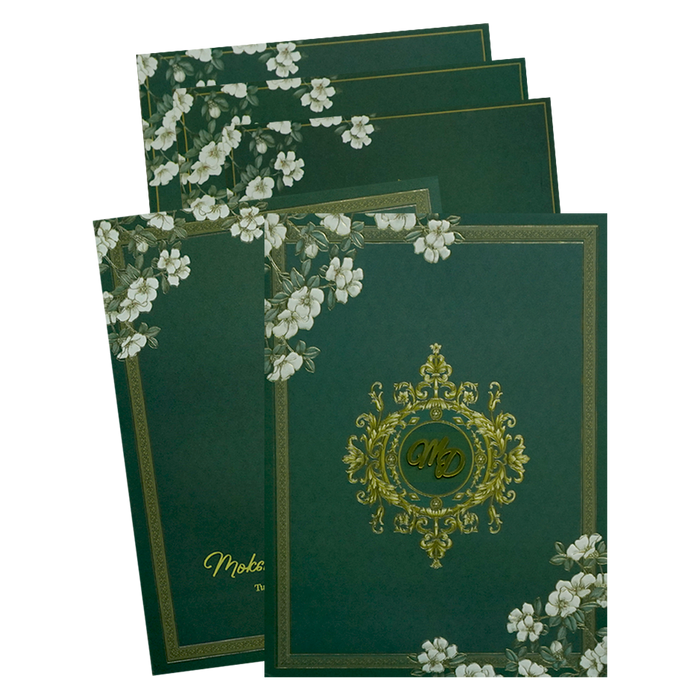 Dark Green Floral Wedding Card-King of Cards