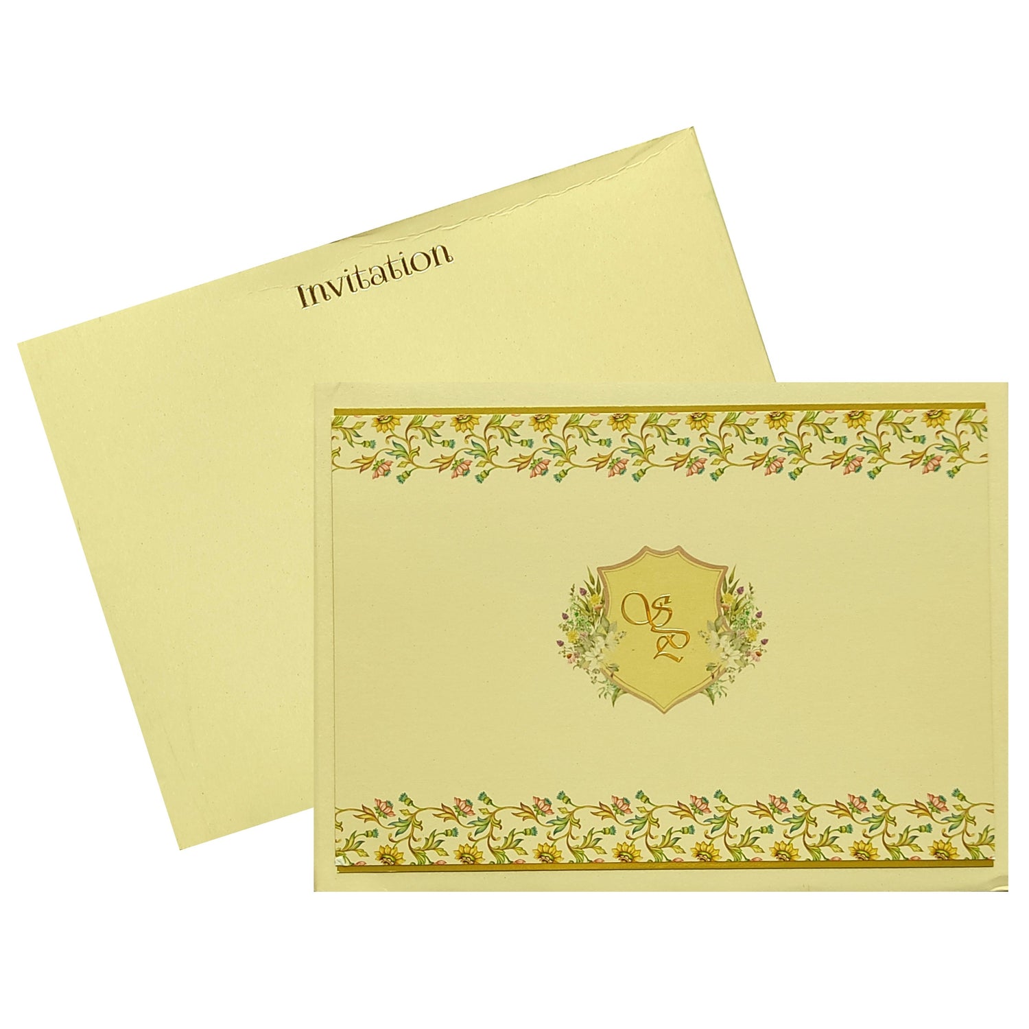 Sandal Floral Padded Invitation Card-KRC29860