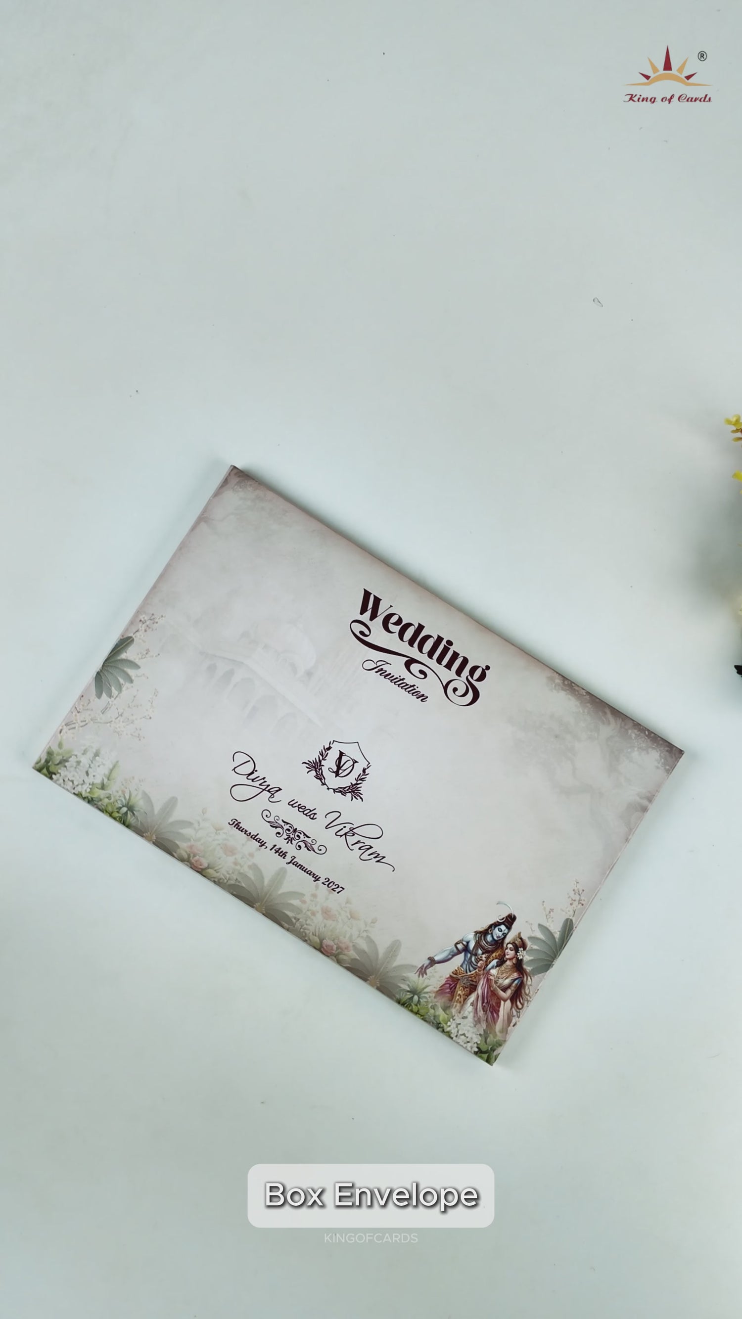 Grey Divine Shiva Parvati Wedding Card - KNKT1902C