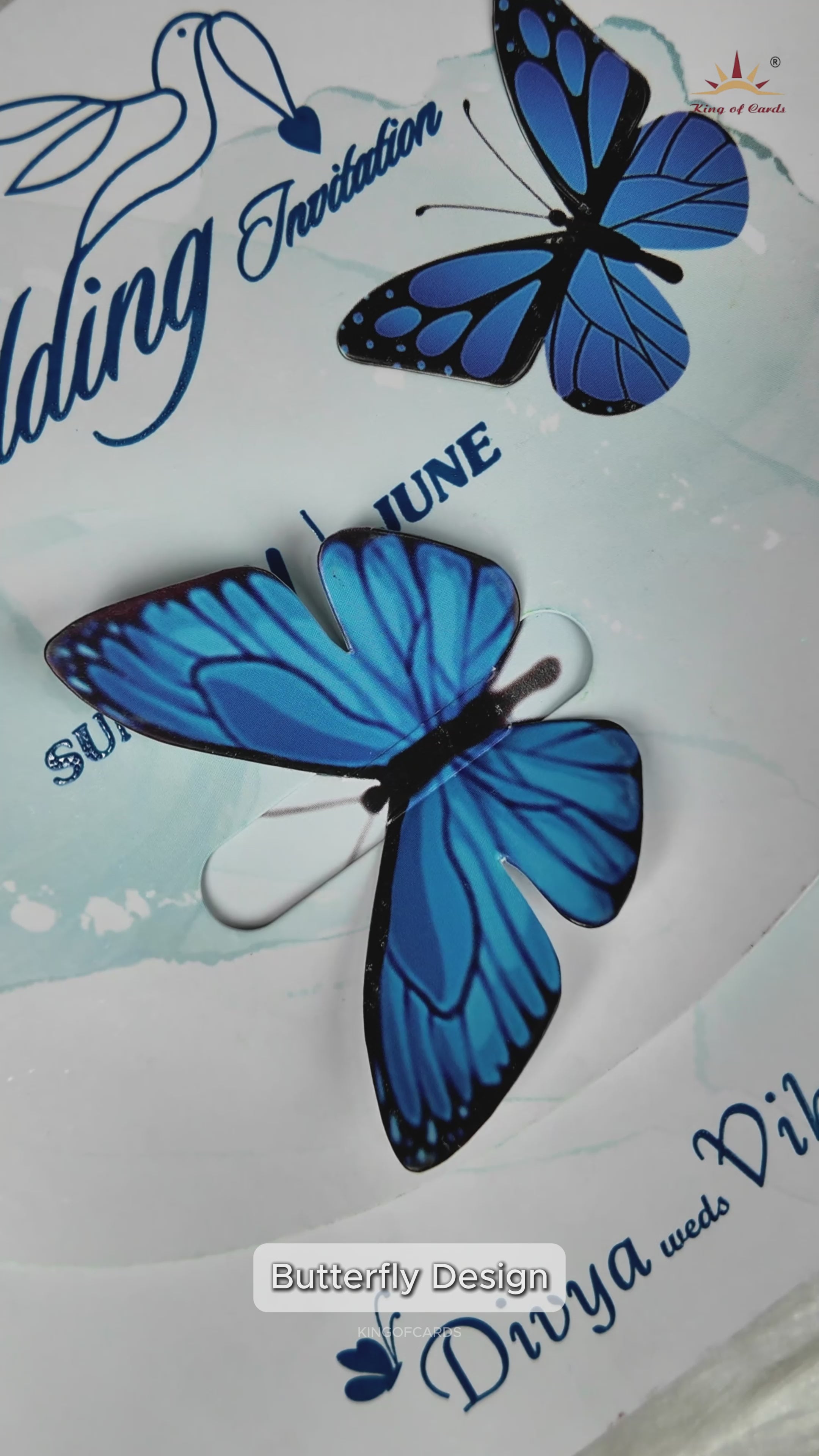 Butterfly Green And Blue Wedding Card-KNTH9610B