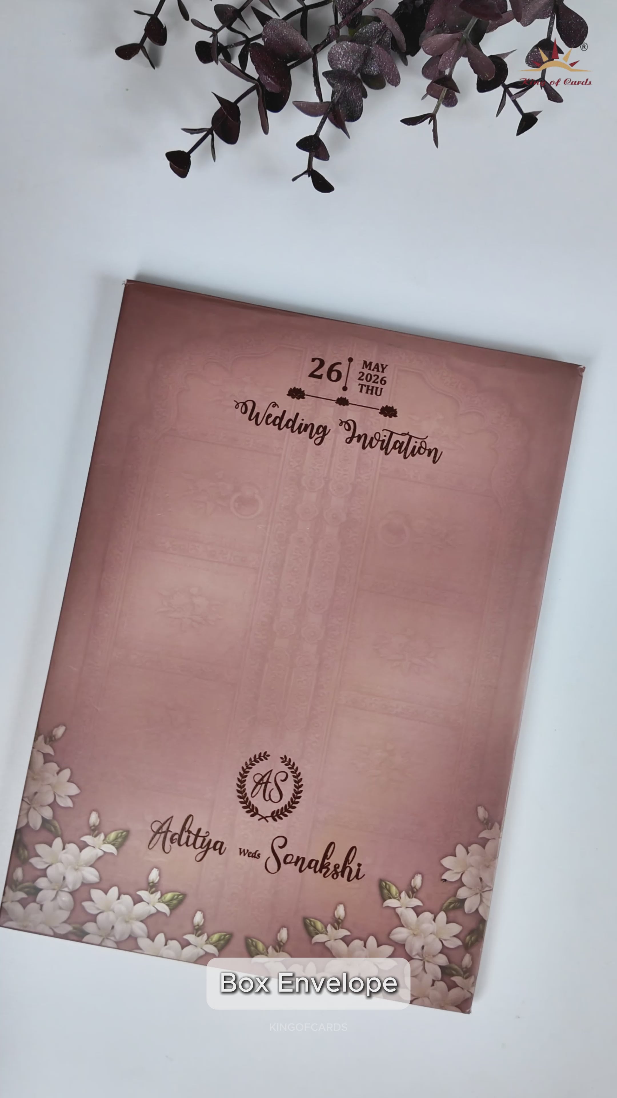 Brown Palace Door Padded Wedding Card-KRE27210