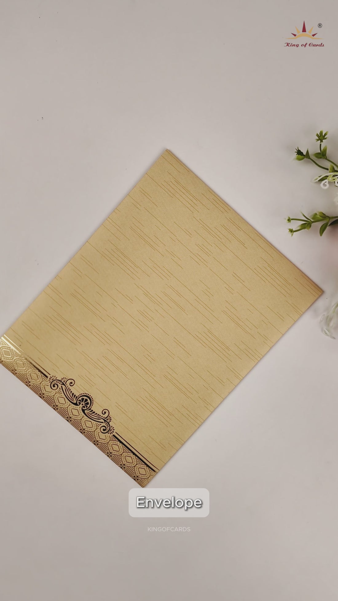 Gold Foil Ganesha Floral Wedding Card - KNKR5033G
