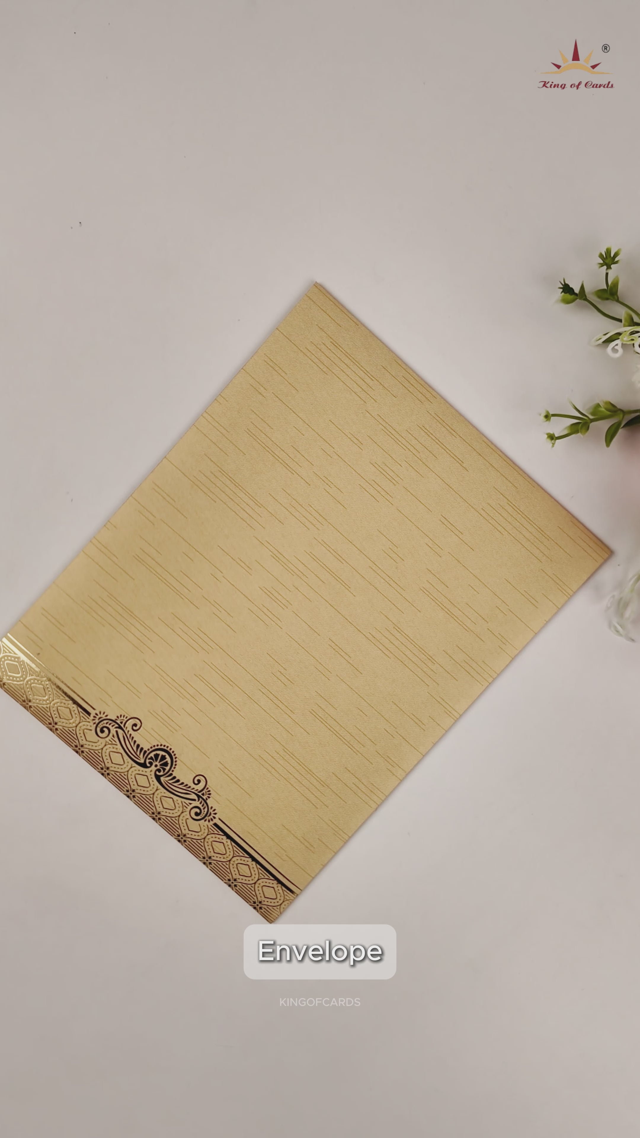 Gold Foil Ganesha Floral Wedding Card - KNKR5033G