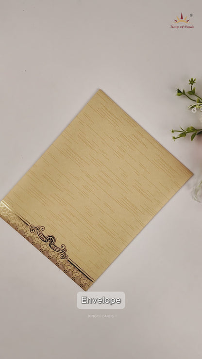 Gold Foil Ganesha Floral Wedding Card - KNKR5033G