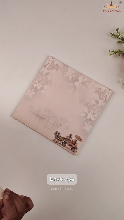 Pink Bride Groom Chariot Wedding Card - KNKD8101