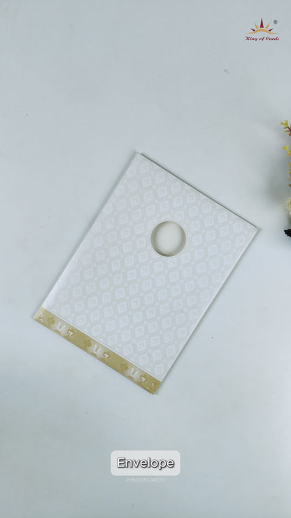 White Pastal Yellow Lord Venkateshwara Wedding Card - KNA2405Y