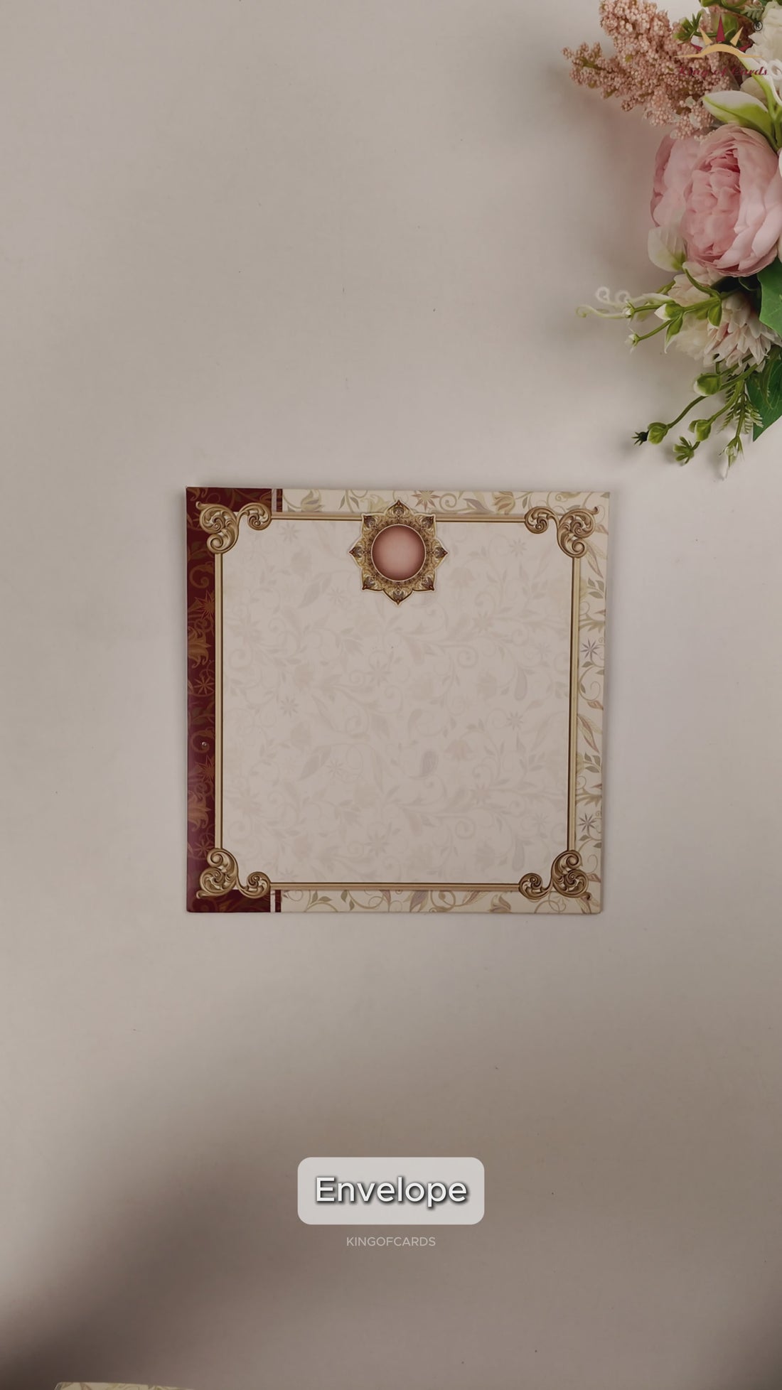 Cream Red Floral Wedding Card - KNBY5401