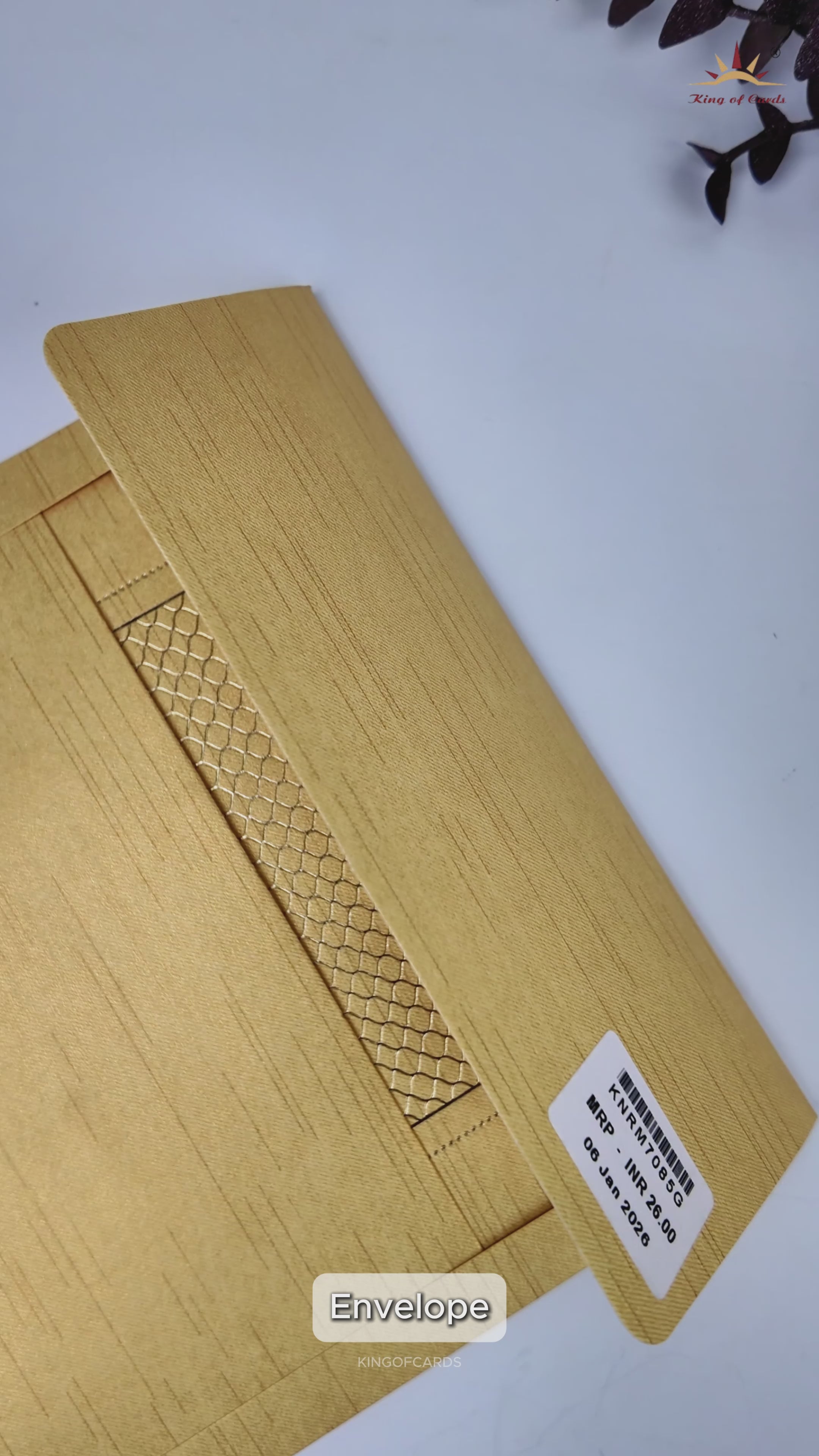 Gold Ganesha Lotus Embossed Wedding Card-KNRM7085G