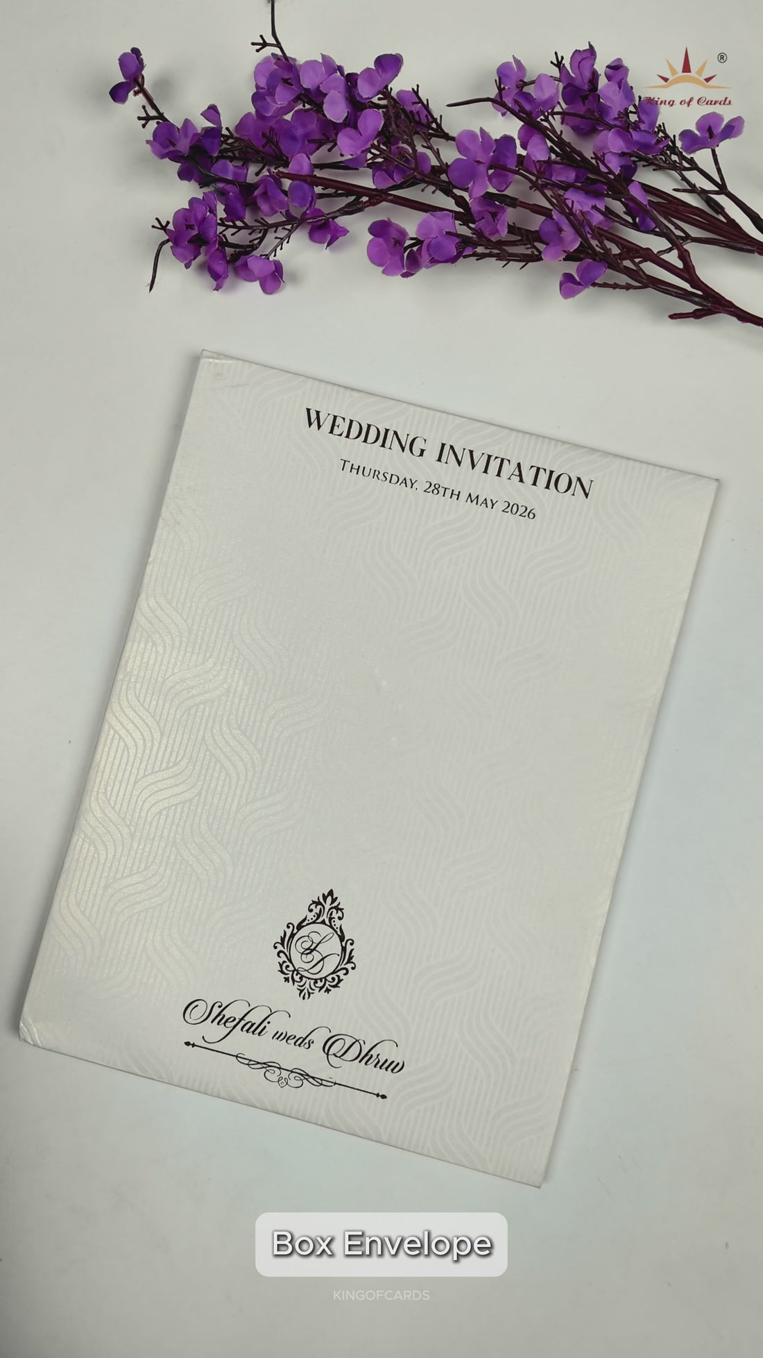 White Embossed Arch Padded Wedding card-KRE28150