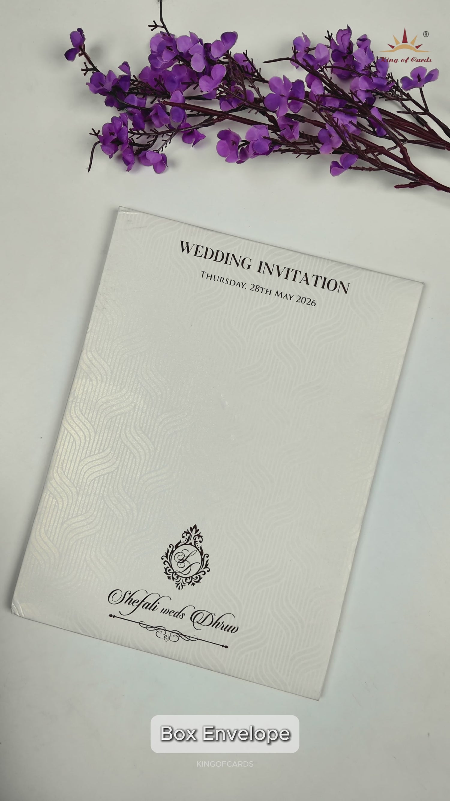 White Embossed Arch Padded Wedding card-KRE28150