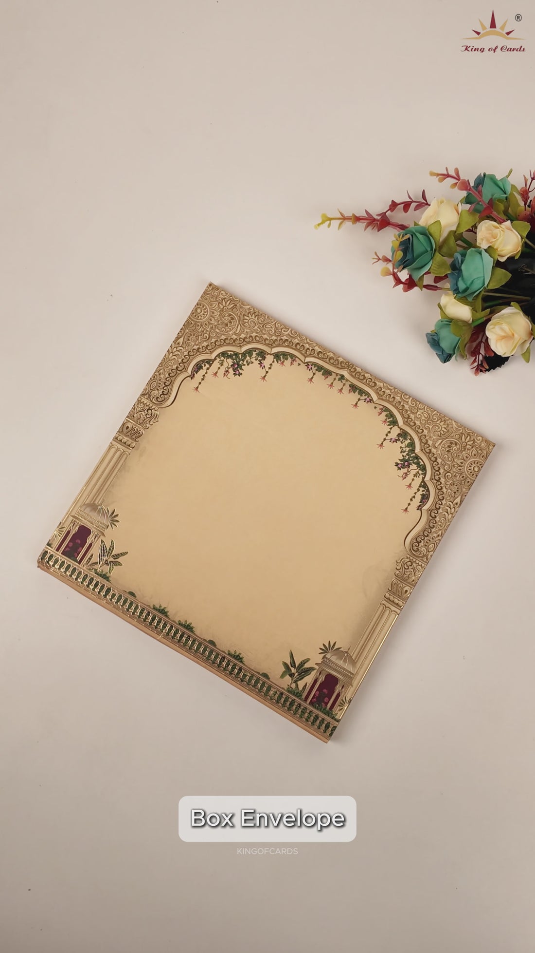 Maroon Jharokha Padded Laser Cut Wedding Card - KAA06250