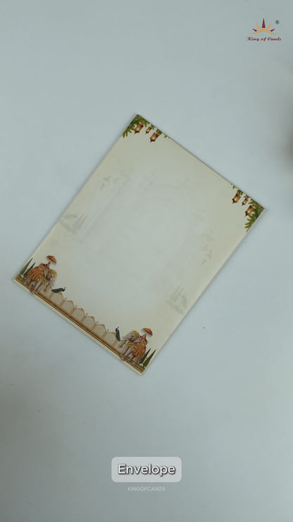 Cream Royal Palace Arch Wedding Card - KNKC4098