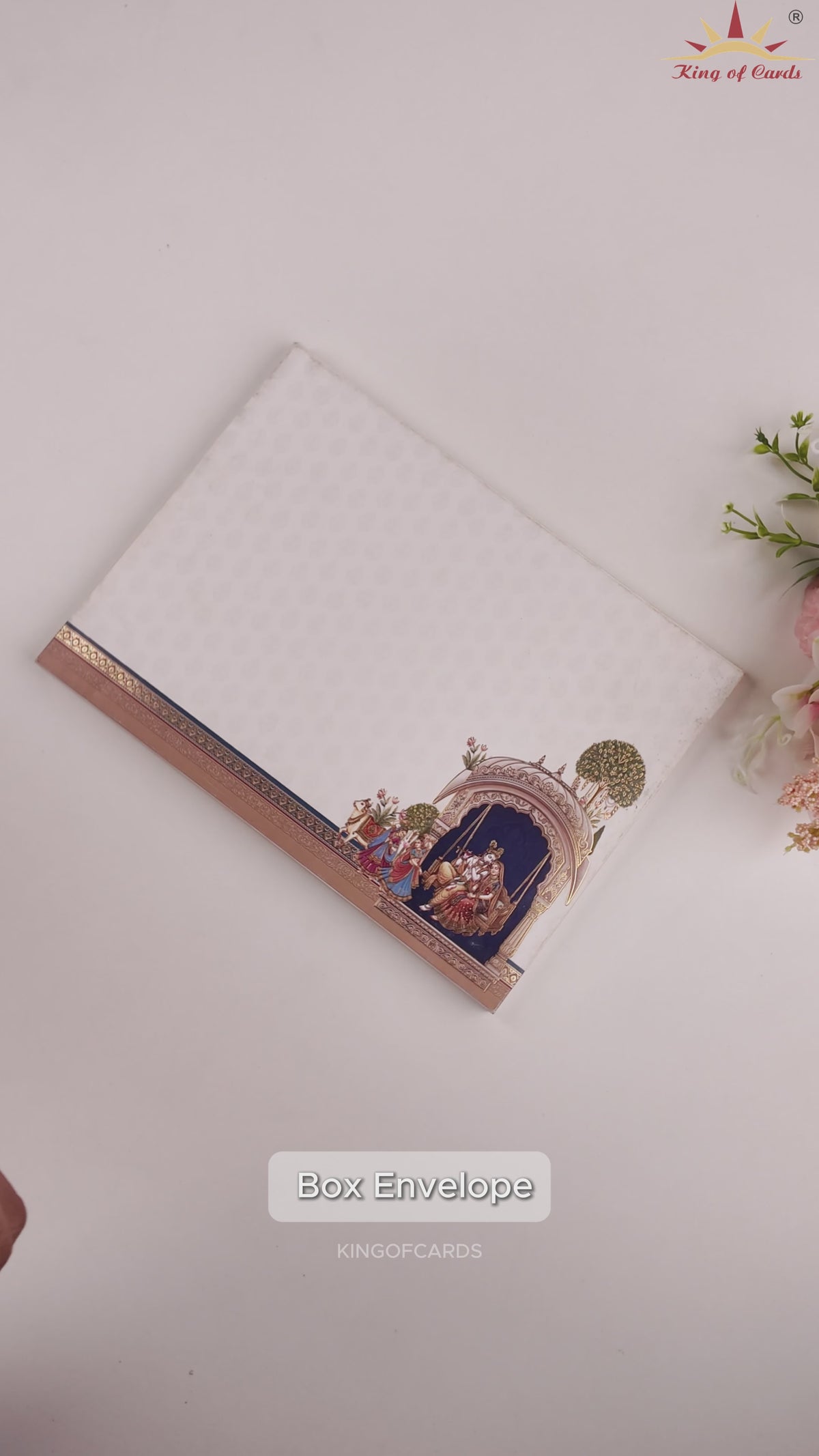 White Lord Radha Krishna Padded invitation card - KAA06160