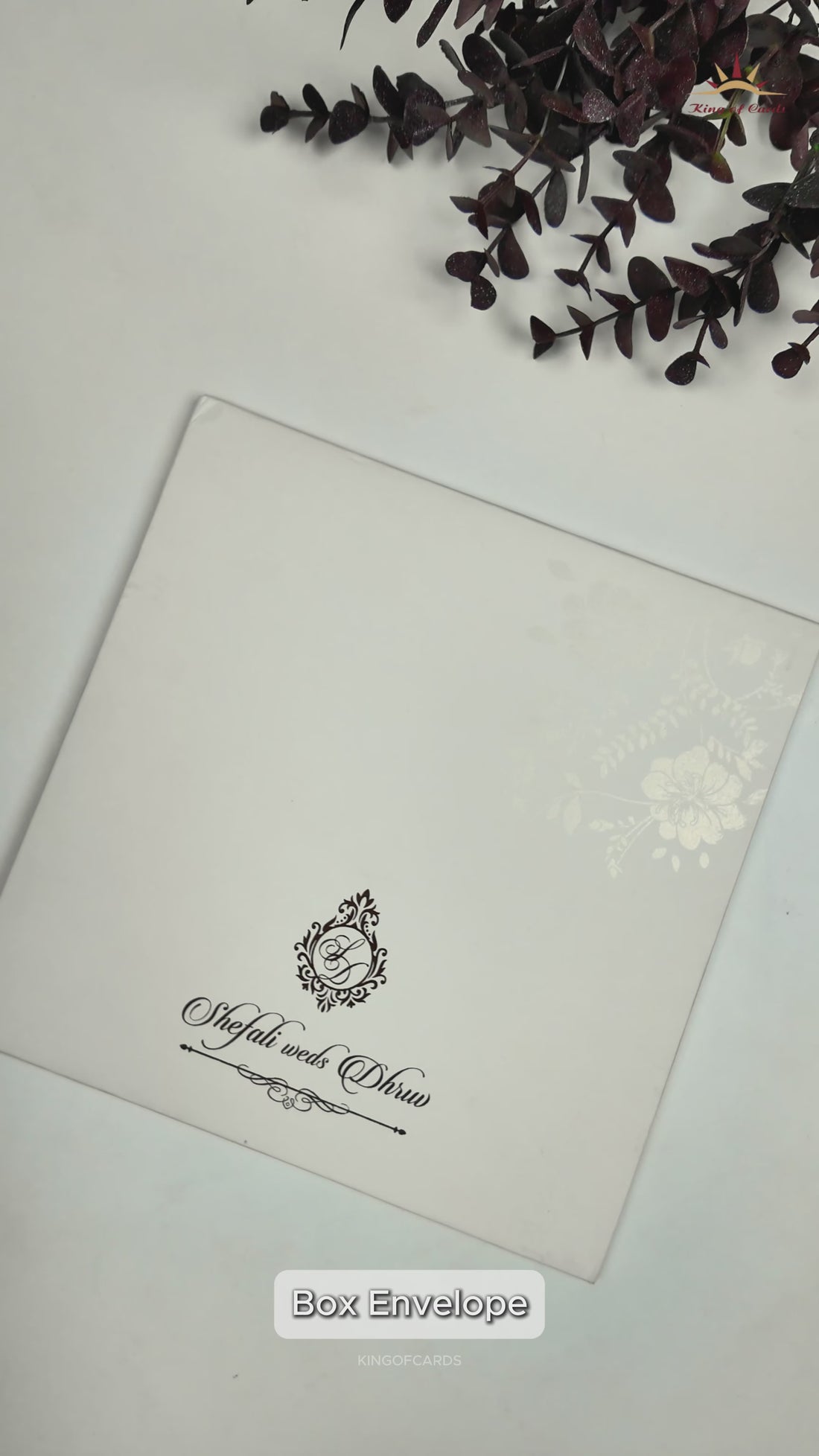 White Floral Embossed Padded Wedding Card-KRE22310