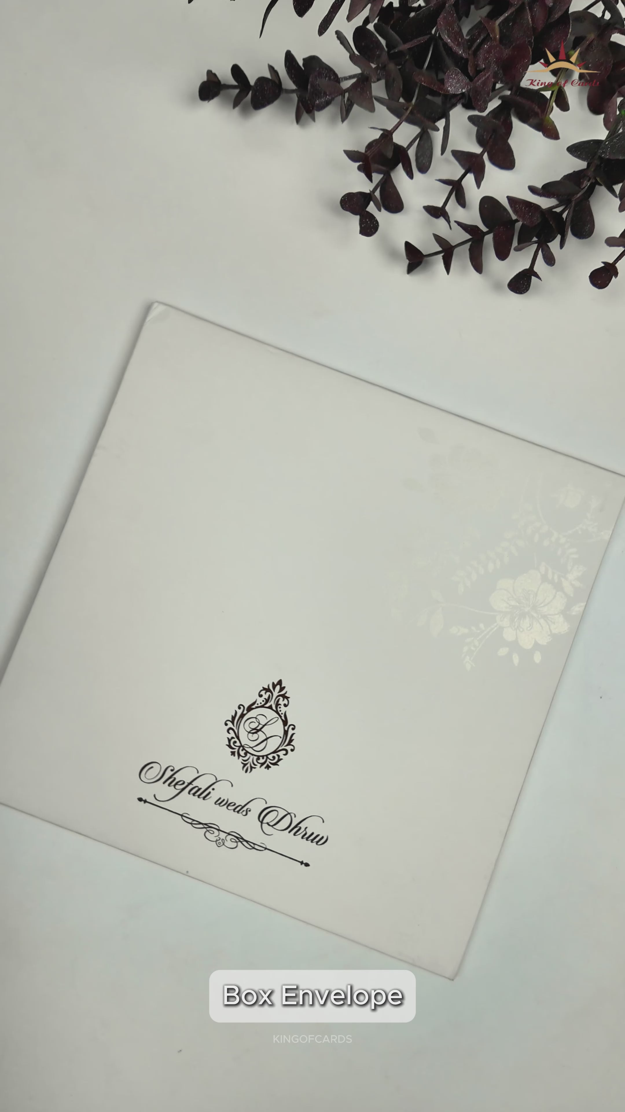 White Floral Embossed Padded Wedding Card-KRE22310