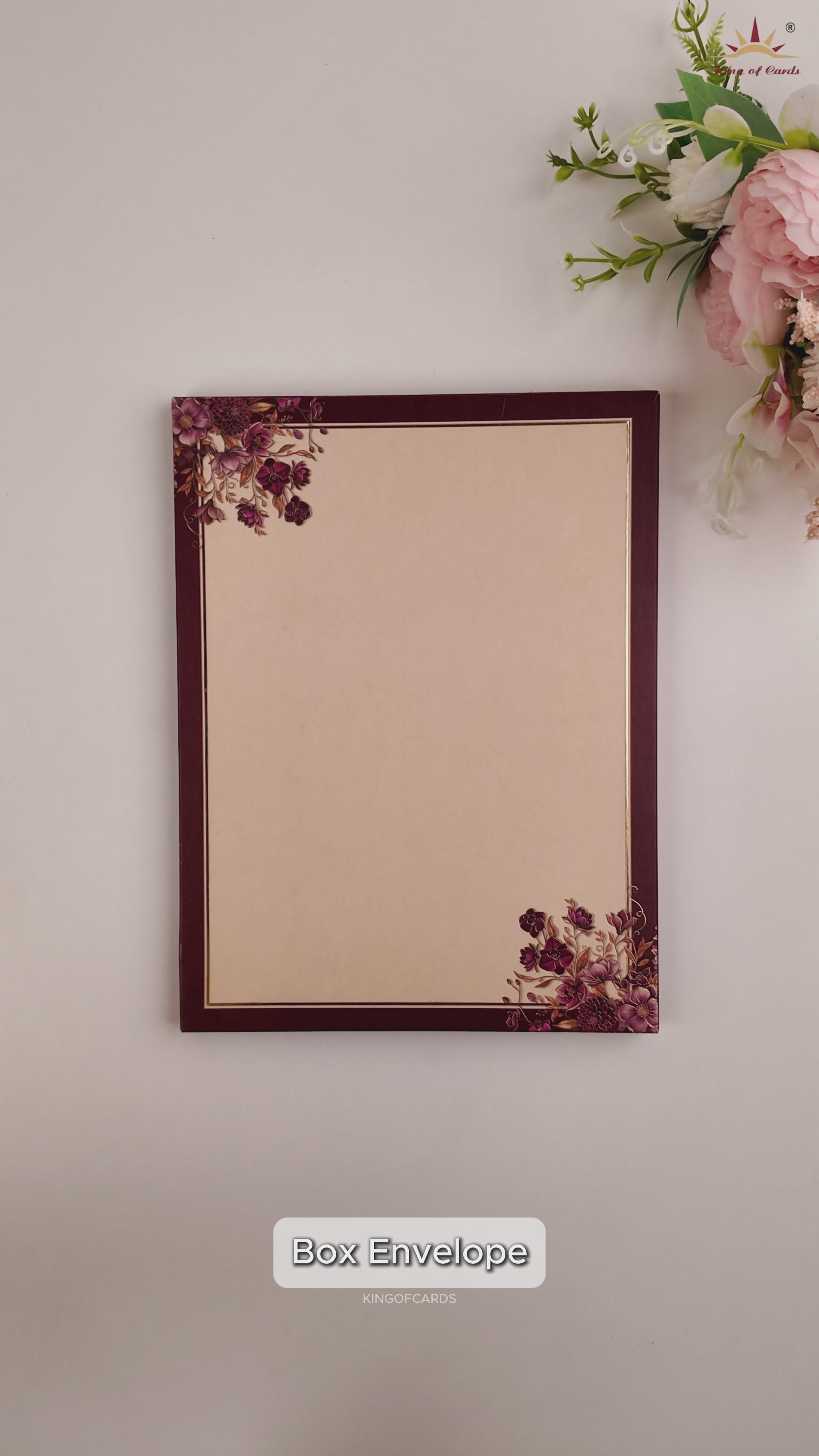 Dark Maroon Floral Padded Wedding Card - KAA05810