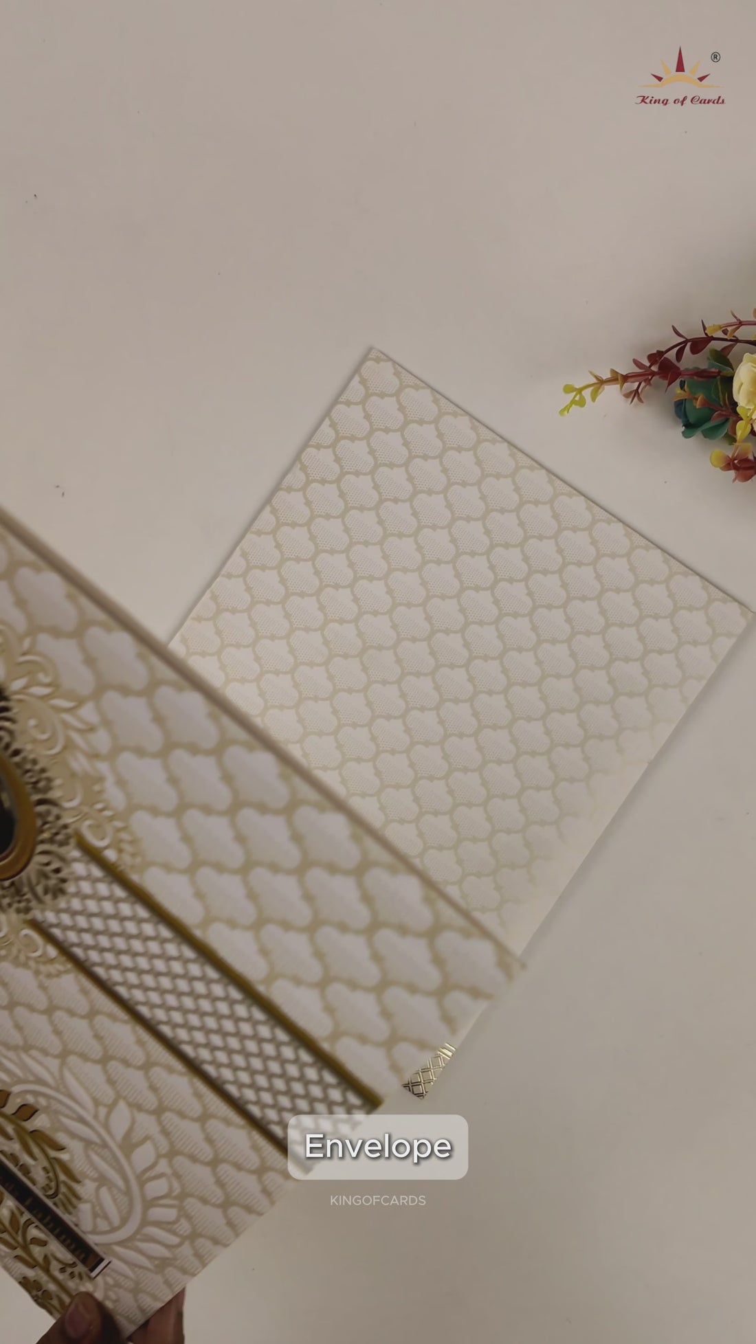 White Embossed Wedding Invitation Card-KNJS2056