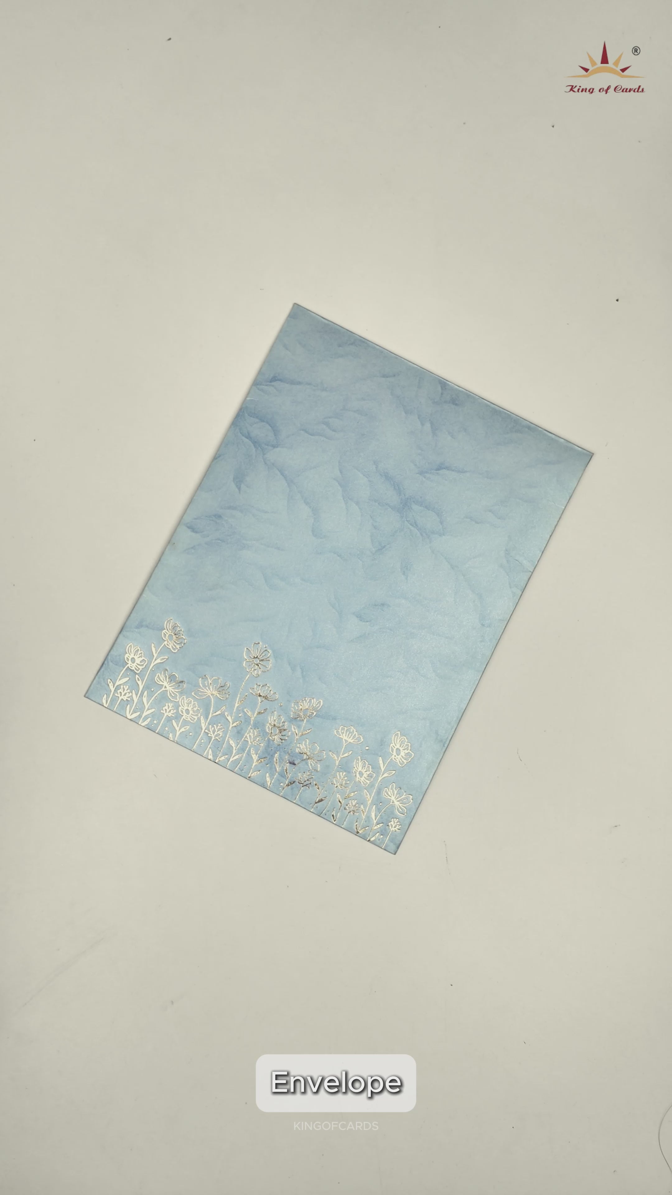 Blue Floral Single Sheet Wedding Card-KNPD1495