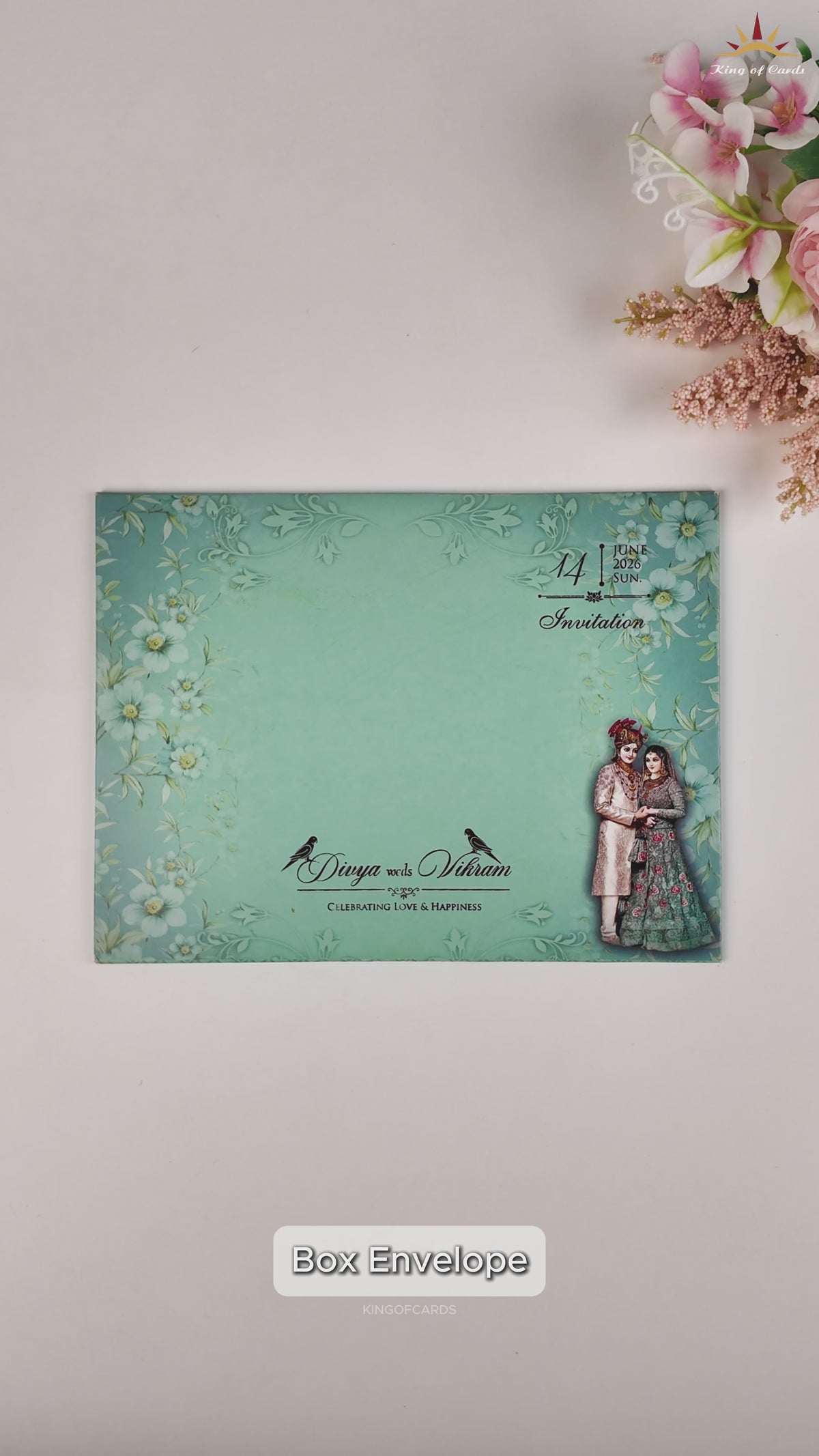 Green Bride Groom MDF Wedding Card - KNKO7603