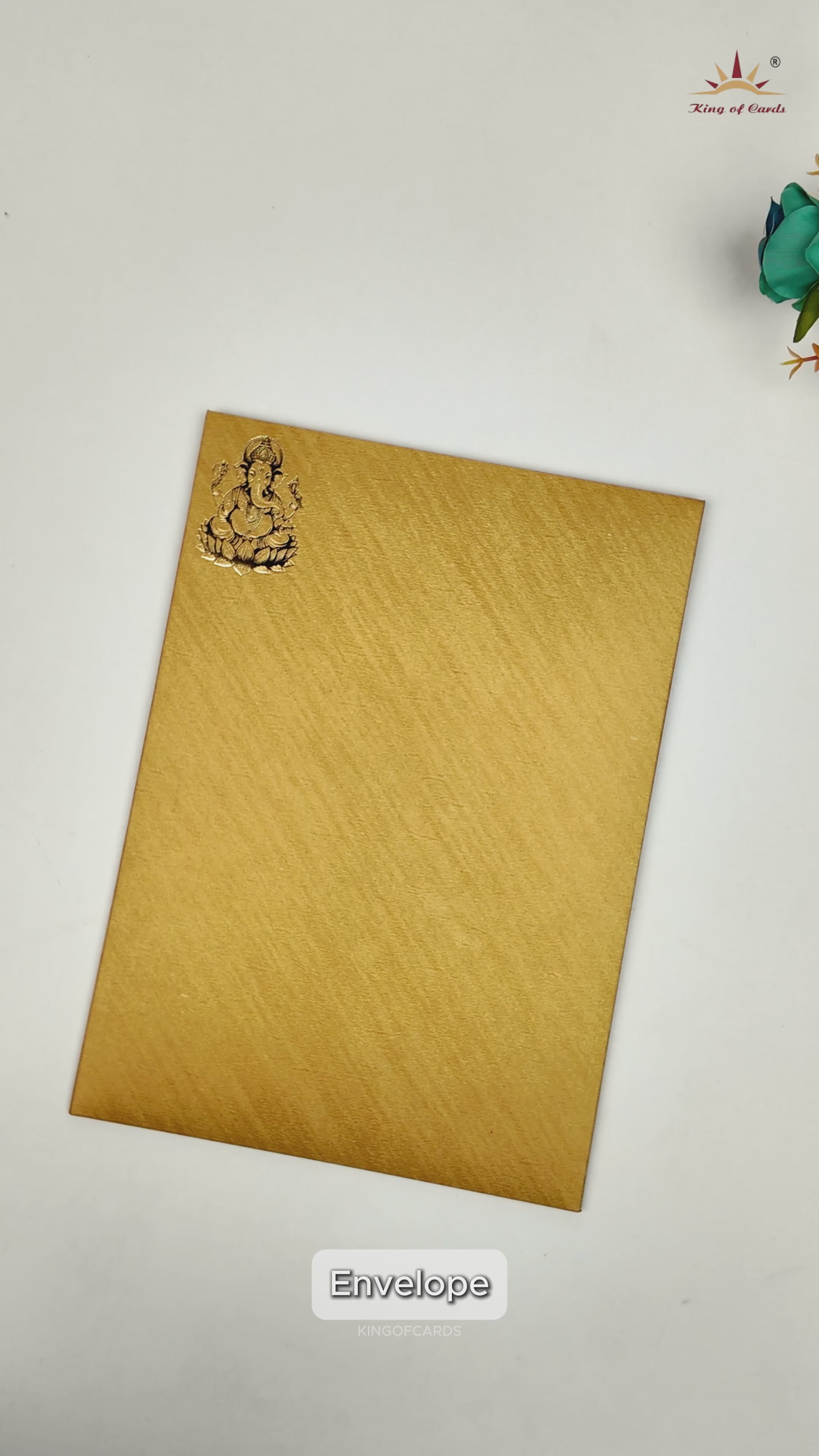 Gold Floral Ganesha Wedding Card-KNCM051G