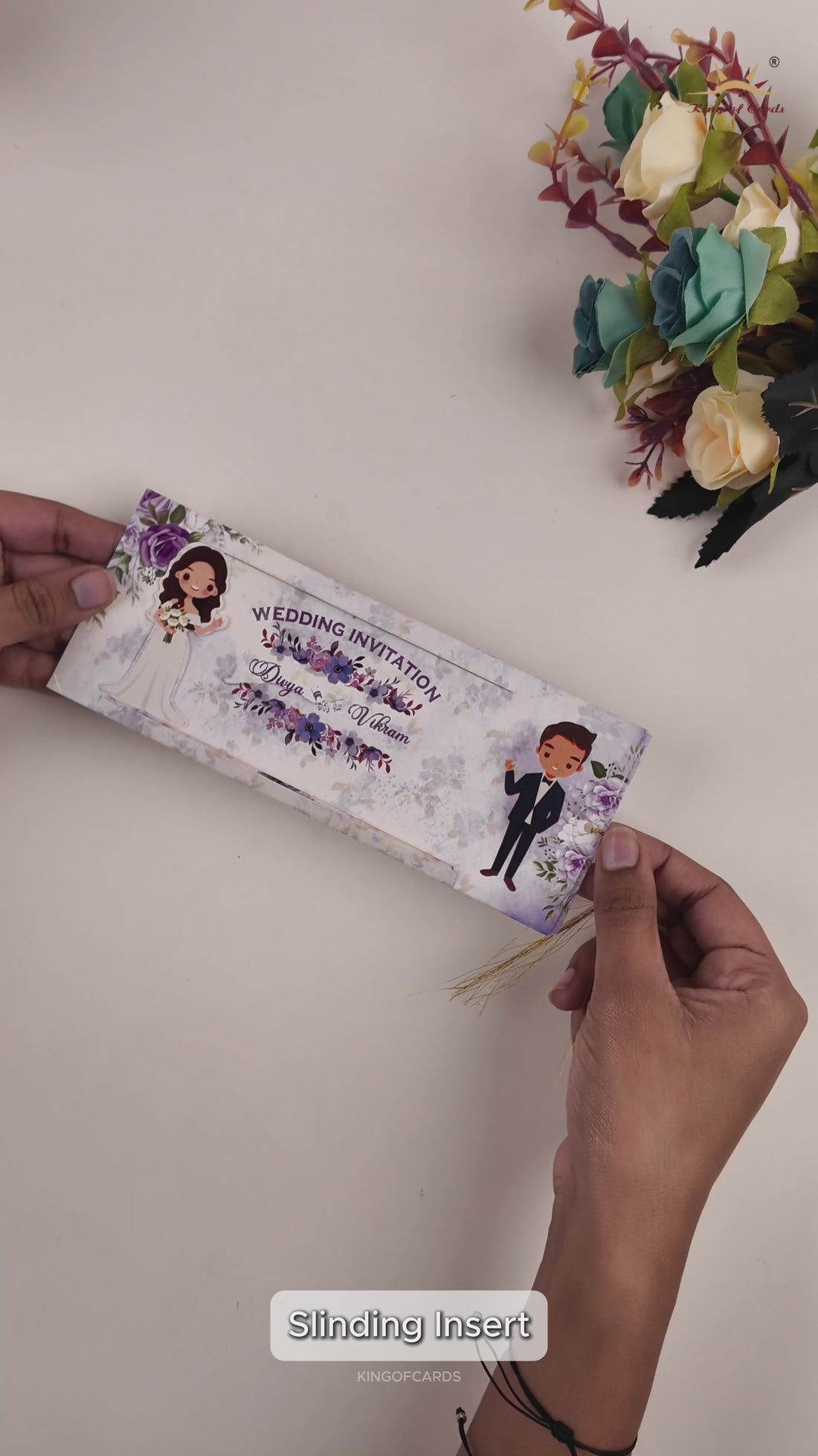 Lavender Floral Bride Groom Slide Invitation Card - KNKSP745