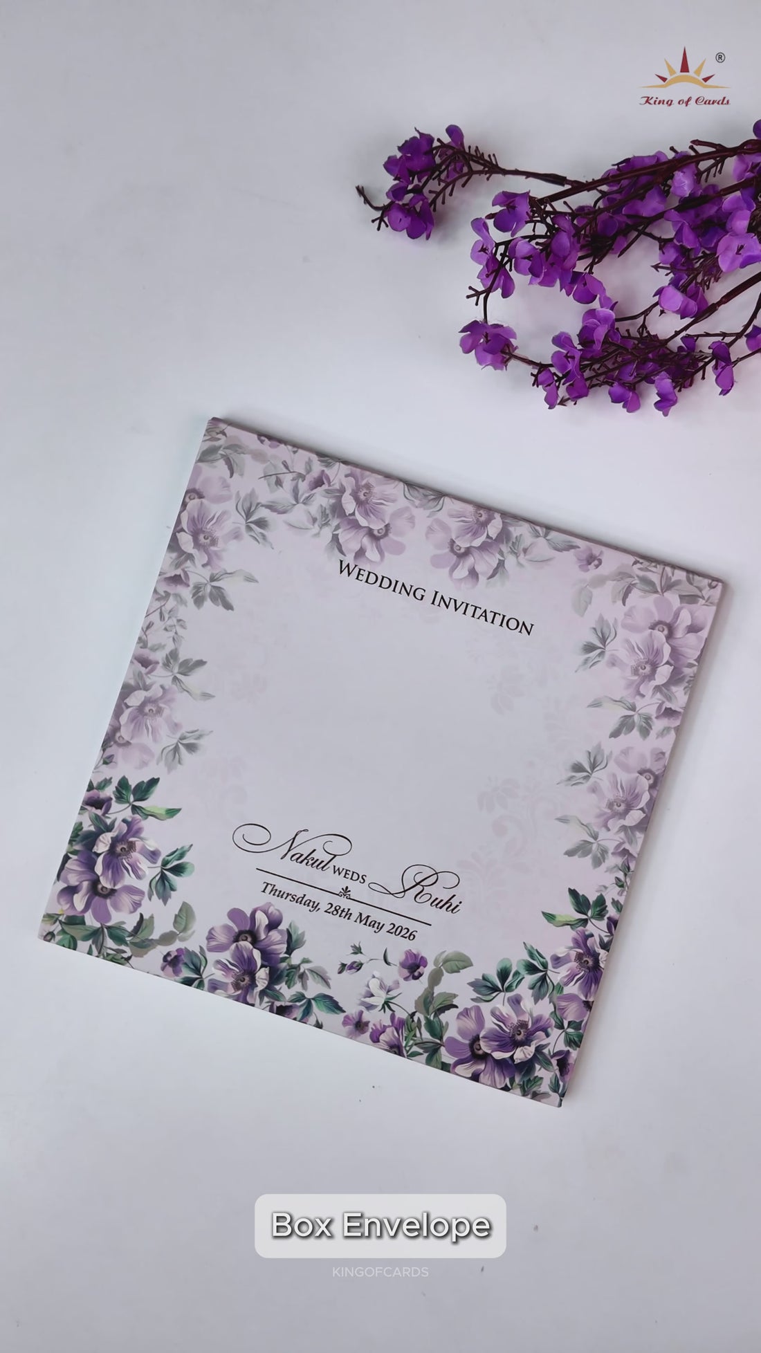 Lavender Floral Padded Wedding card-KRE27960