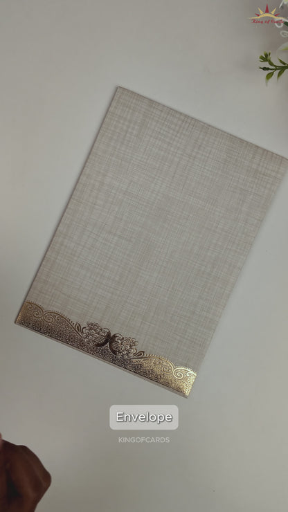 Grey Metallic Ganesha Wedding Card - KNCP25GG