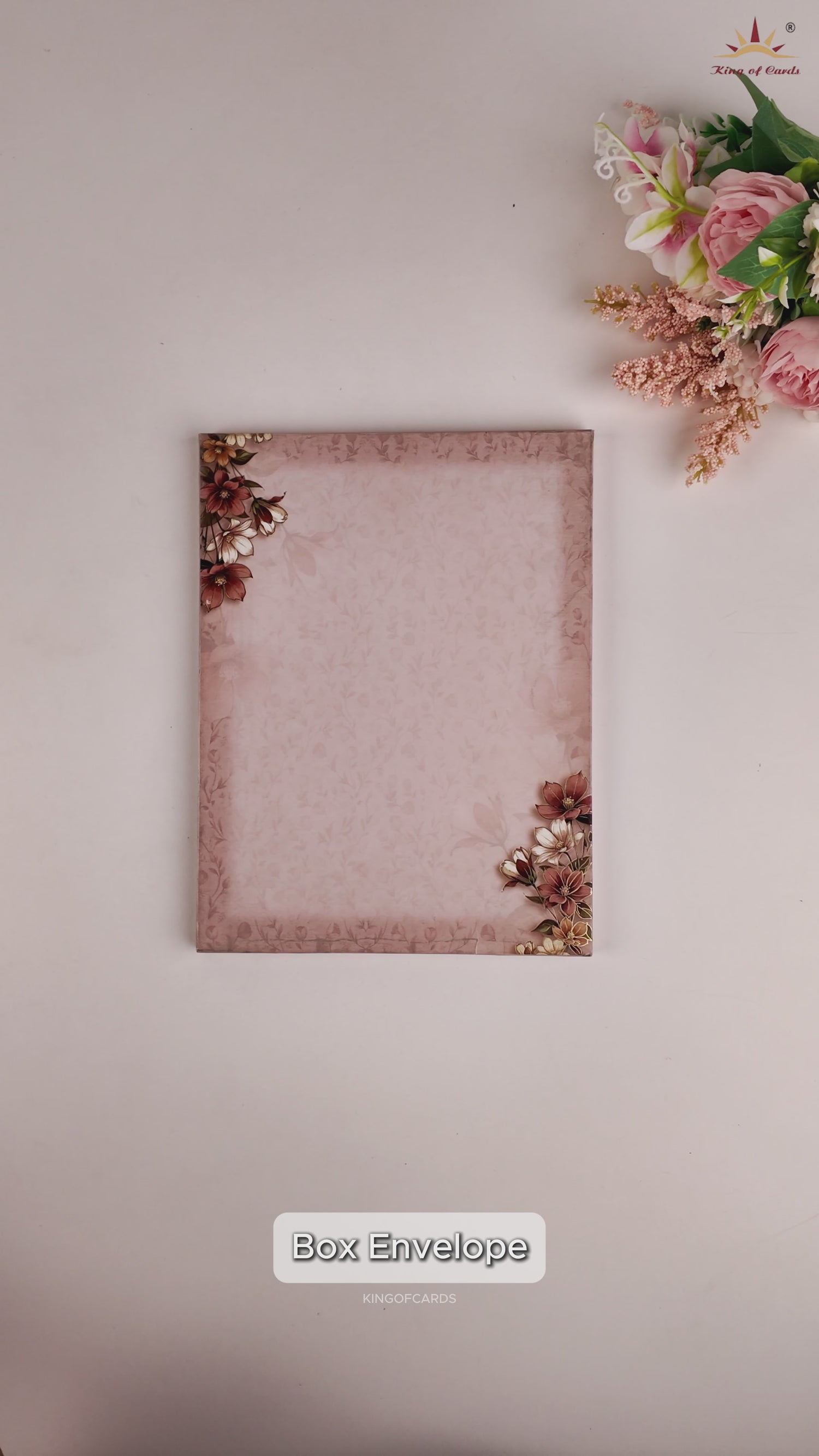 Warm Pink Padded Floral Wedding Invitation Card - KAA05760