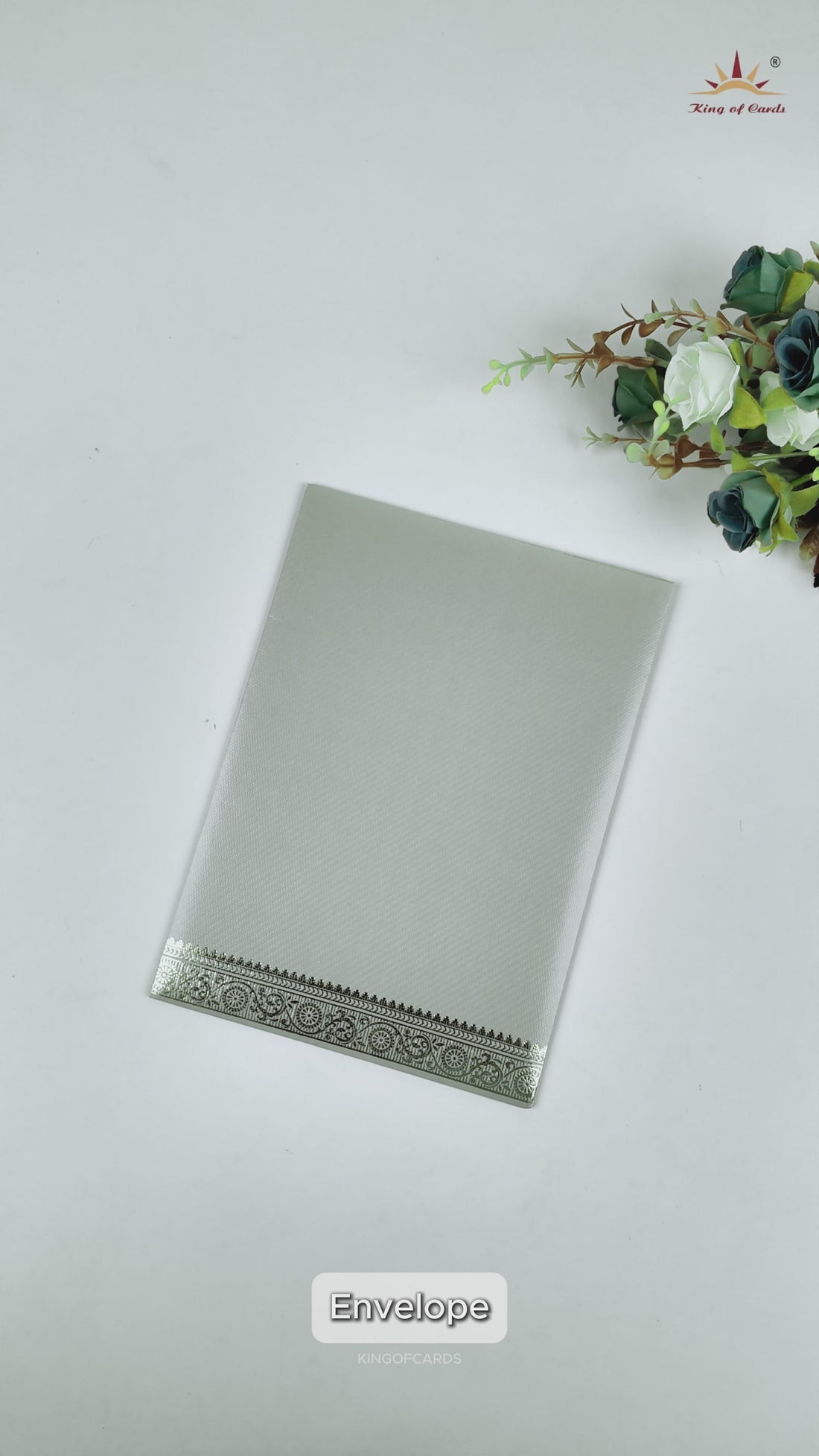 Grey Ganesha Single Sheet Wedding Card - KNKTGY026
