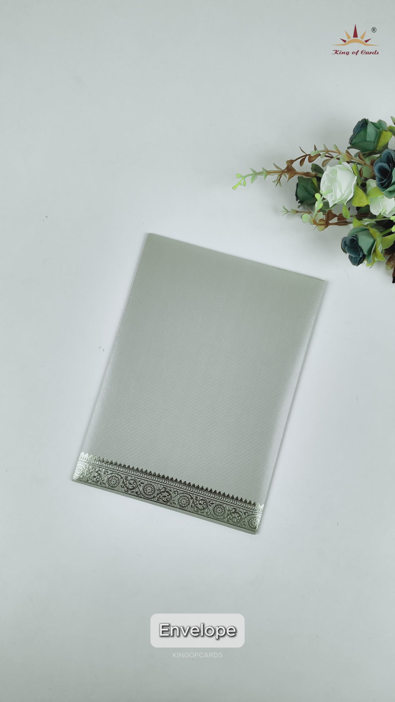 Grey Ganesha Single Sheet Wedding Card - KNKTGY026
