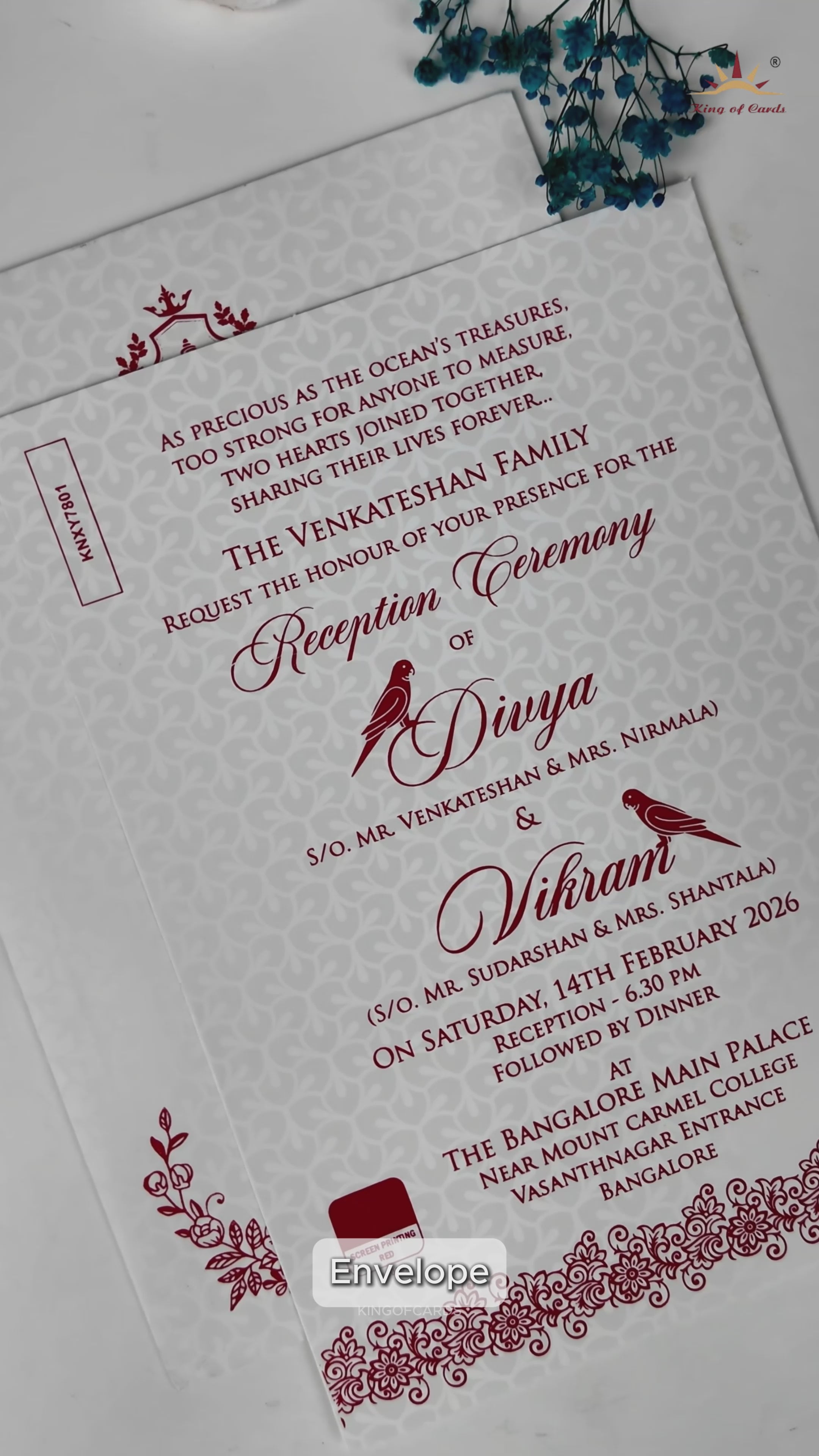 White Floral Single Sheet Invitation Card-KNYX7801