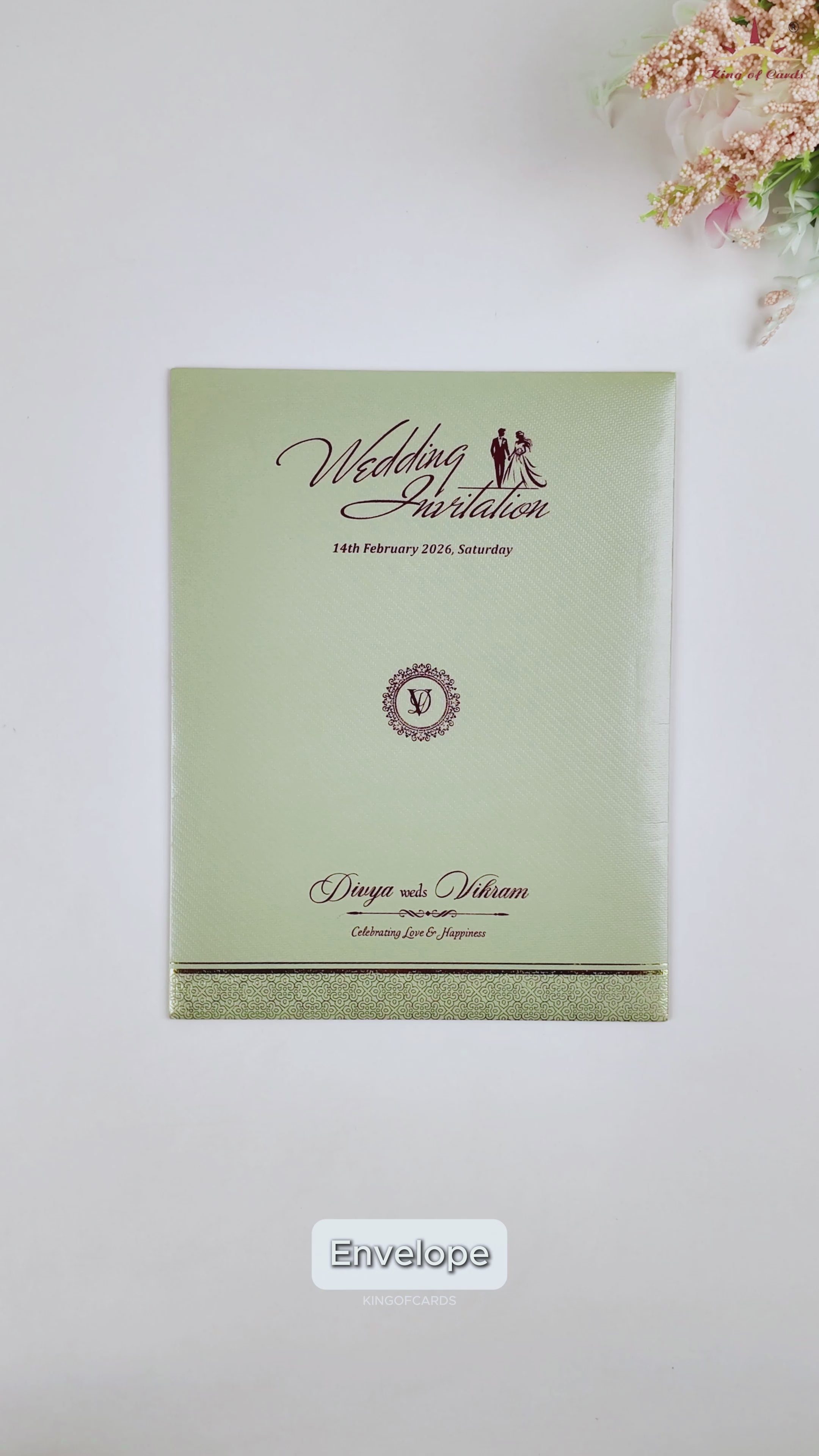 Pista Green Textured Wedding Card-KNKGN5032