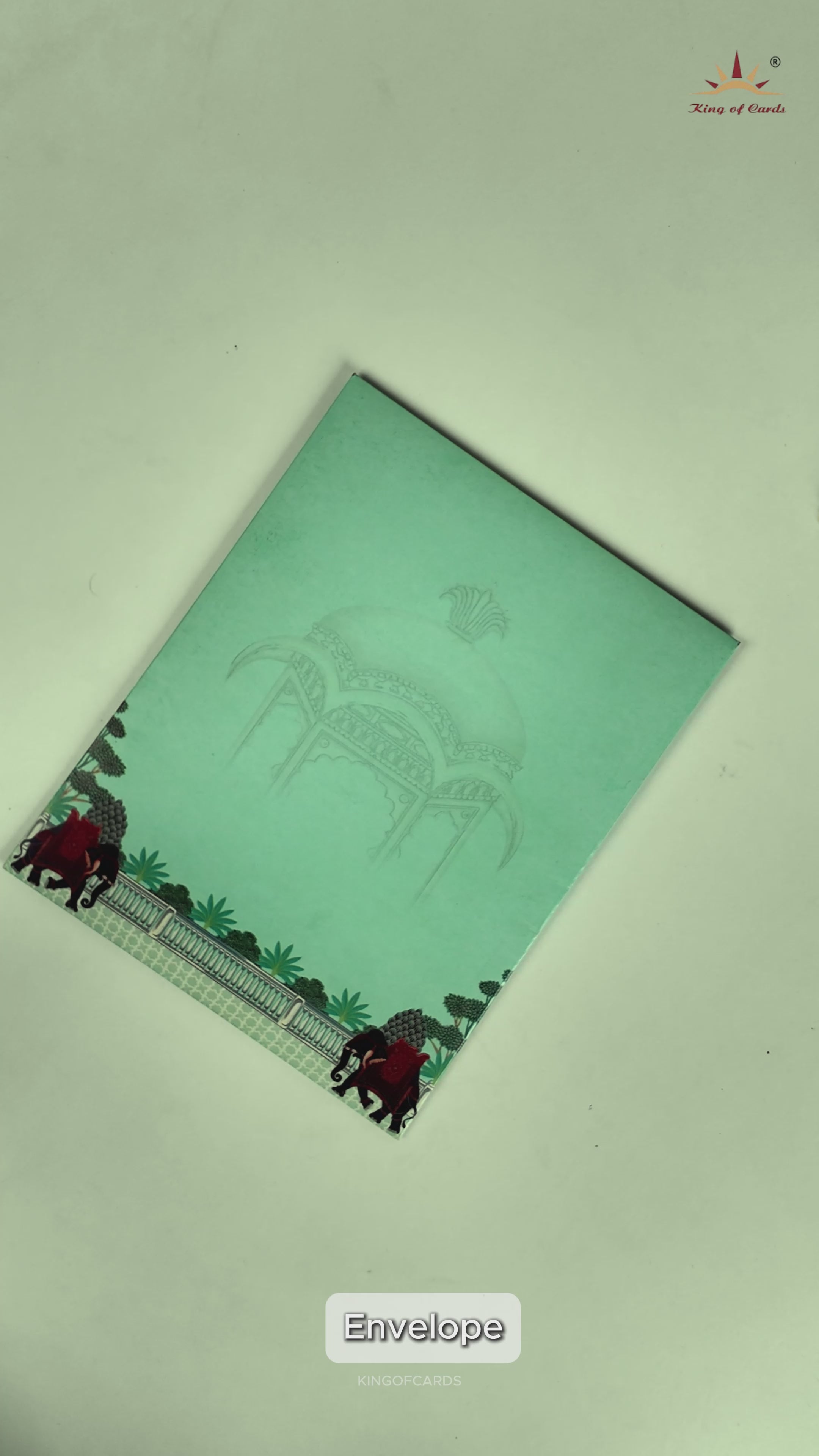 Pastel Green Royal Elephant Floral Wedding Card - KNKJ1159