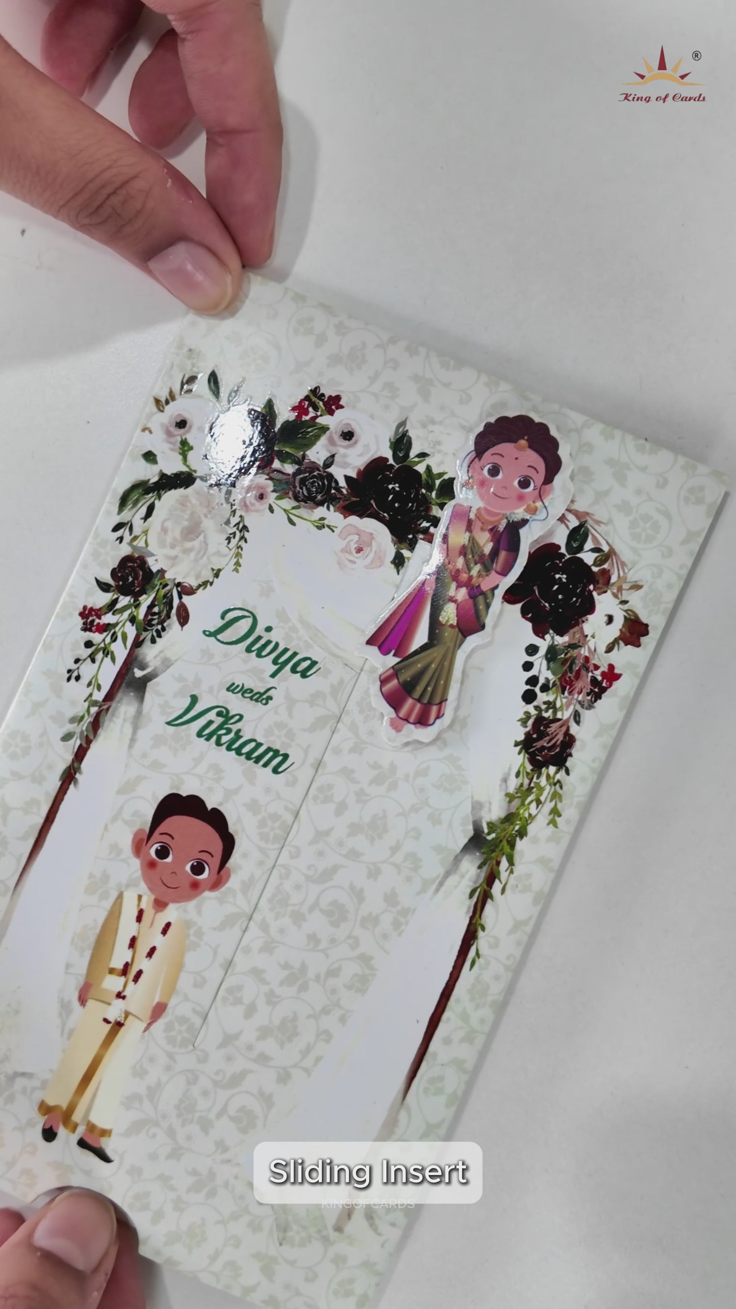 White Floral Sliding Invitation Card-KNKSP751