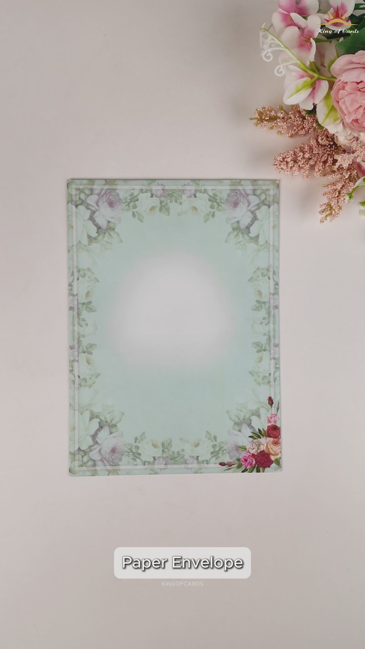 Pastel Green Floral Wedding Card - KNCP253G